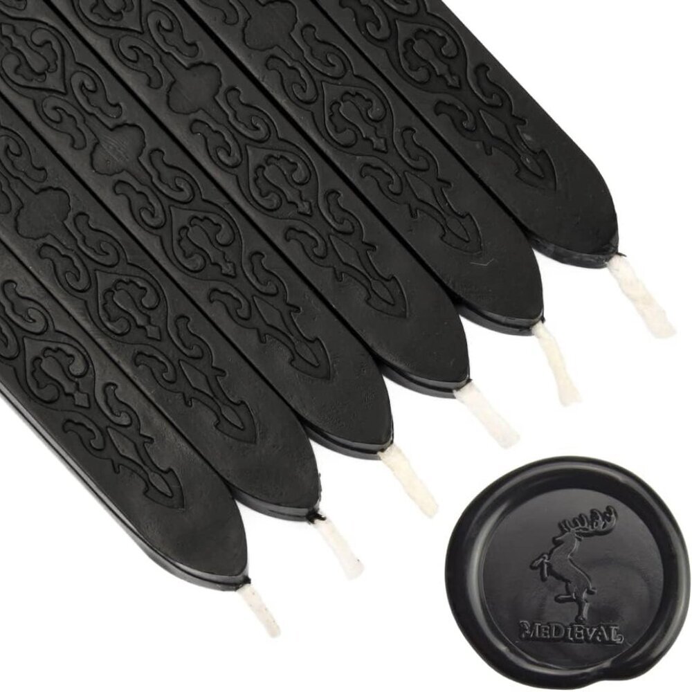 6 PCS Black Wax Seal Sticks, Sealing Wax Candle, Making Unique Decors for Thanks